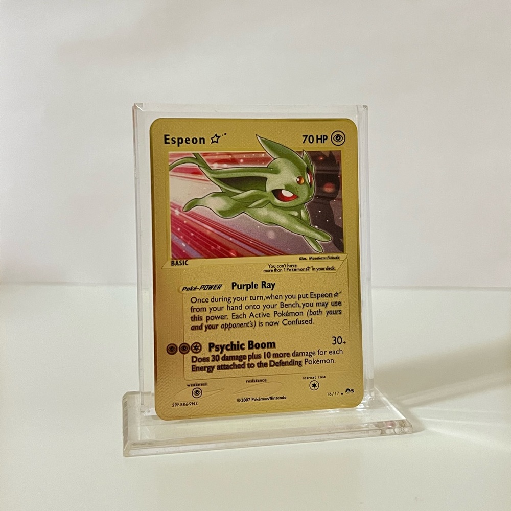 Pokemon Espeon 16/17 METAL GOLD CARD Collectible/Gift/Display